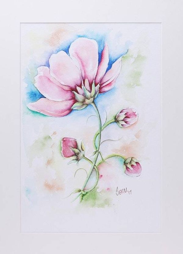 Alternate image for Signed Realist Poppy Flower Painting from India Poppy Charm