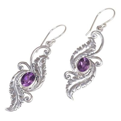 Alternate image for Amethyst Sterling Silver Dangle Earrings from Indonesia Morning Garden