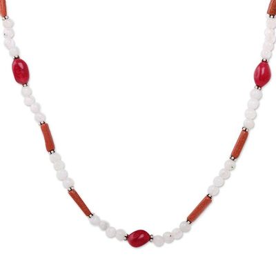 Alternate image for Multi-Gemstone Long Beaded Necklace in Brown and White Sun Alliance