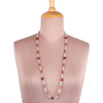 Alternate image for Multi-Gemstone Long Beaded Necklace in Brown and White Sun Alliance