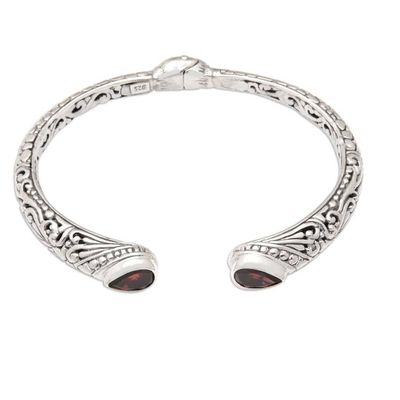 Alternate image for Polished Cuff Bracelet with Two-Carat Garnet Jewels Crimson Tegalalang