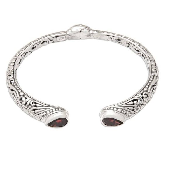 Alternate image for Polished Cuff Bracelet with Two-Carat Garnet Jewels Crimson Tegalalang