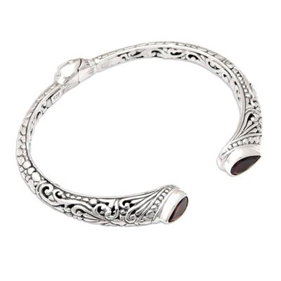 Alternate image for Polished Cuff Bracelet with Two-Carat Garnet Jewels Crimson Tegalalang
