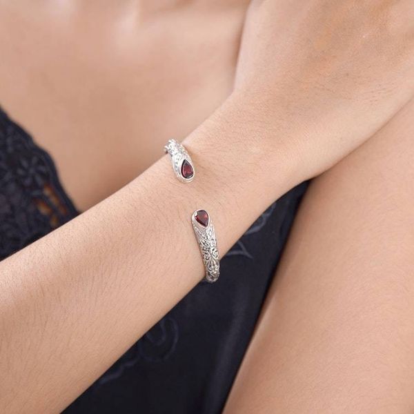 Alternate image for Polished Cuff Bracelet with Two-Carat Garnet Jewels Crimson Tegalalang