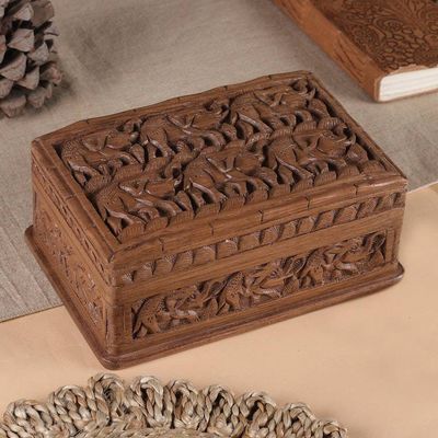 Alternate image for Wood Elephant Jewelry Box Elephant Forest