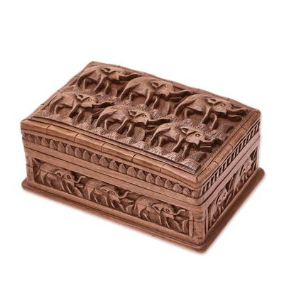 Alternate image for Wood Elephant Jewelry Box Elephant Forest