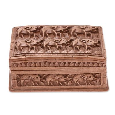 Alternate image for Wood Elephant Jewelry Box Elephant Forest