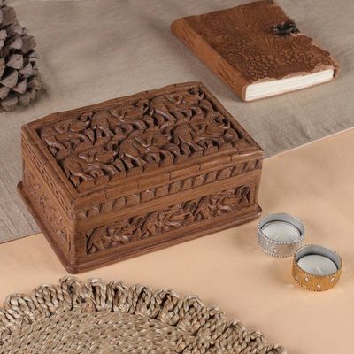 Alternate image for Wood Elephant Jewelry Box Elephant Forest