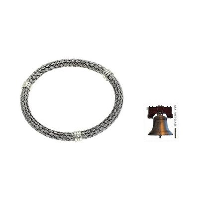 Alternate image for Balinese Braided Sterling Silver Bangle Serpent Wisdom