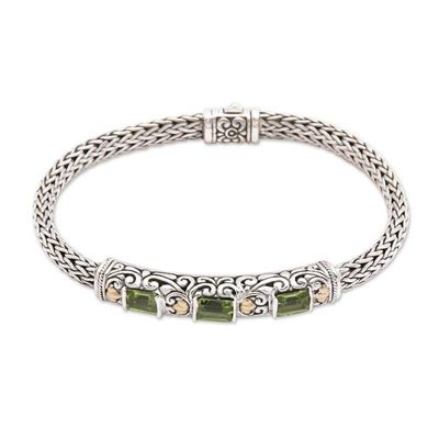 Alternate image for Peridot and Sterling Silver Bracelet with 18k Gold Accents Bedugul Temple