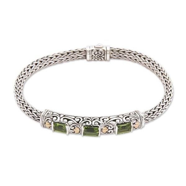 Alternate image for Peridot and Sterling Silver Bracelet with 18k Gold Accents Bedugul Temple
