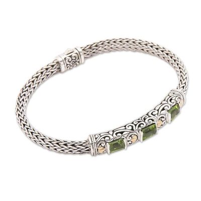 Alternate image for Peridot and Sterling Silver Bracelet with 18k Gold Accents Bedugul Temple