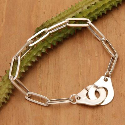 Alternate image for High-Polished Sterling Silver Handcuff Pendant Bracelet Cuffed to Style