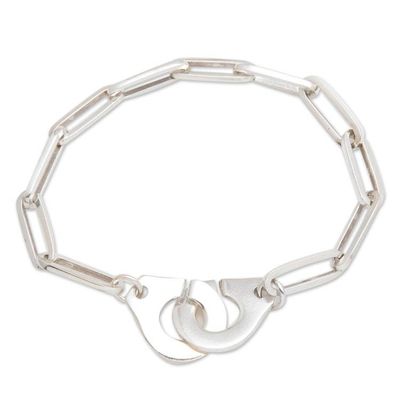 Alternate image for High-Polished Sterling Silver Handcuff Pendant Bracelet Cuffed to Style