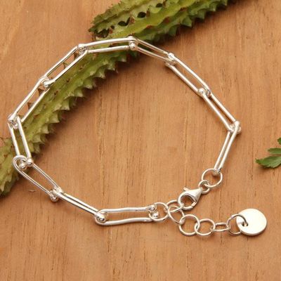 Alternate image for High-Polished Minimalist Sterling Silver Charm Bracelet Discreet Luck