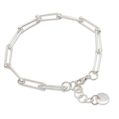 Alternate image for High-Polished Minimalist Sterling Silver Charm Bracelet Discreet Luck