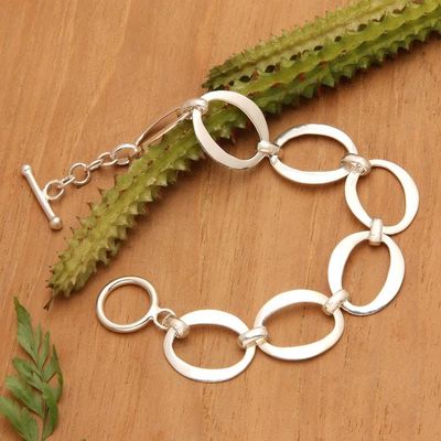 Alternate image for Modern Minimalist Sterling Silver Link Bracelet from Bali Positive Rings