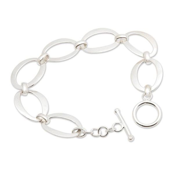 Alternate image for Modern Minimalist Sterling Silver Link Bracelet from Bali Positive Rings