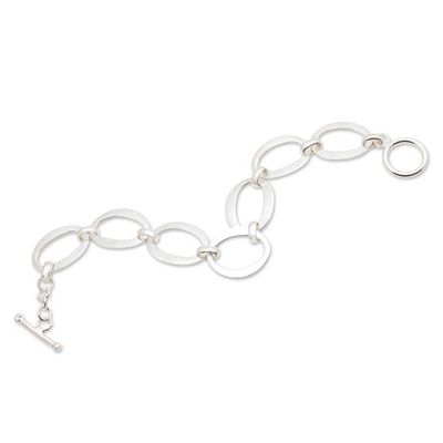 Alternate image for Modern Minimalist Sterling Silver Link Bracelet from Bali Positive Rings