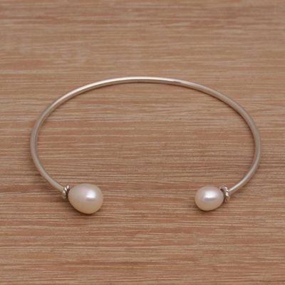 Alternate image for Cultured Freshwater Pearl Sterling Silver Cuff Bracelet Moonlight Ends