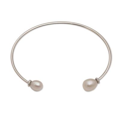 Alternate image for Cultured Freshwater Pearl Sterling Silver Cuff Bracelet Moonlight Ends