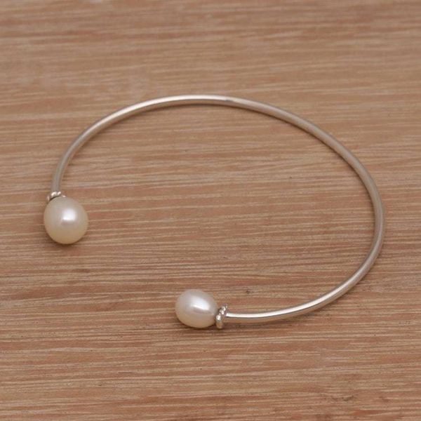 Alternate image for Cultured Freshwater Pearl Sterling Silver Cuff Bracelet Moonlight Ends