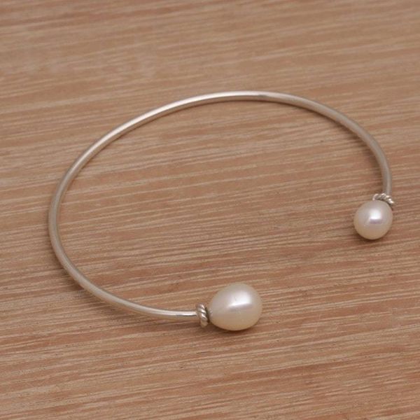 Alternate image for Cultured Freshwater Pearl Sterling Silver Cuff Bracelet Moonlight Ends