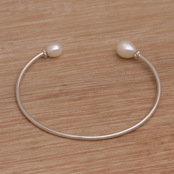 Alternate image for Cultured Freshwater Pearl Sterling Silver Cuff Bracelet Moonlight Ends