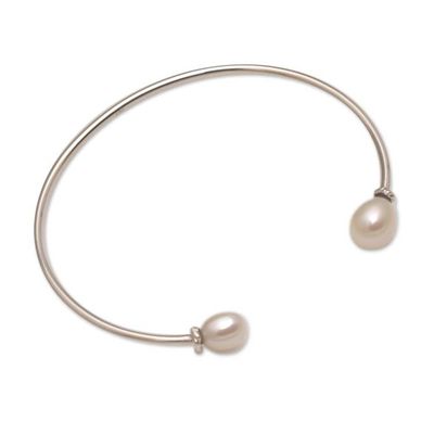 Alternate image for Cultured Freshwater Pearl Sterling Silver Cuff Bracelet Moonlight Ends