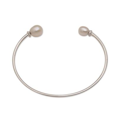 Alternate image for Cultured Freshwater Pearl Sterling Silver Cuff Bracelet Moonlight Ends
