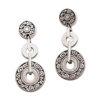 Primary image for Post Dangle Earrings in Sterling Silver from Bali Coins of the Kingdom