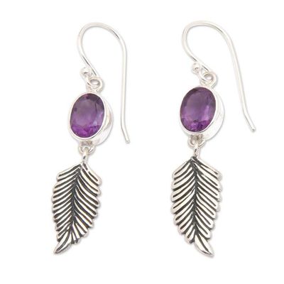 Alternate image for Handmade Sterling Silver and Amethyst Dangle Earrings Passionate Hope