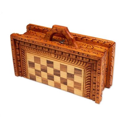 Alternate image for Wood Chess Set with Handles Hand-Carved by Hand in Bali Balinese Heritage