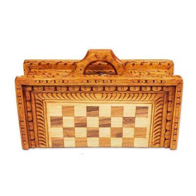 Alternate image for Wood Chess Set with Handles Hand-Carved by Hand in Bali Balinese Heritage