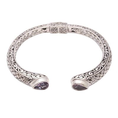 Alternate image for Weave Pattern Amethyst Cuff Bracelet from Bali Woven Drops