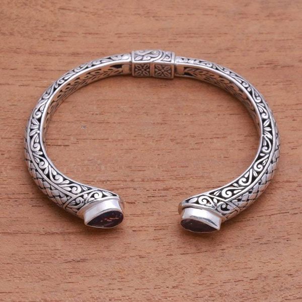 Alternate image for Weave Pattern Amethyst Cuff Bracelet from Bali Woven Drops