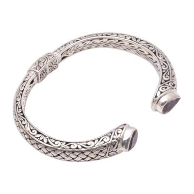 Alternate image for Weave Pattern Amethyst Cuff Bracelet from Bali Woven Drops