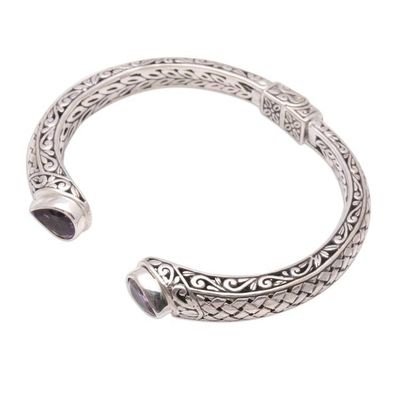 Alternate image for Weave Pattern Amethyst Cuff Bracelet from Bali Woven Drops