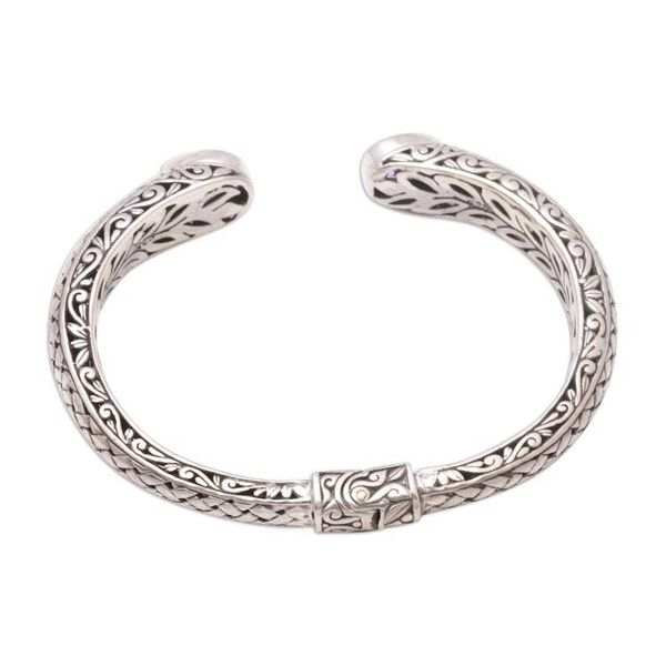 Alternate image for Weave Pattern Amethyst Cuff Bracelet from Bali Woven Drops