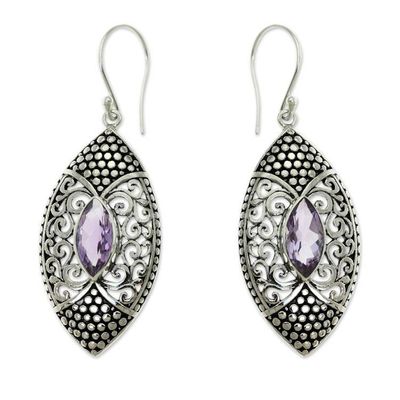 Alternate image for Amethyst in Handcrafted Sterling Silver Earrings Elegant Origin