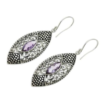 Alternate image for Amethyst in Handcrafted Sterling Silver Earrings Elegant Origin