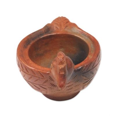 Alternate image for Set of 4 Handcrafted Terracotta Hen Egg Cups in Brown Hens Treasure