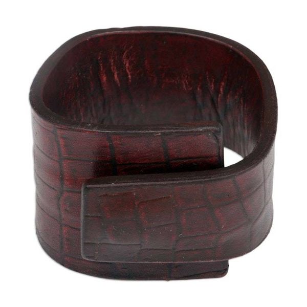 Alternate image for Leather Wristband Bracelet Fearless in Red