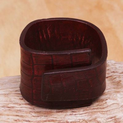 Alternate image for Leather Wristband Bracelet Fearless in Red