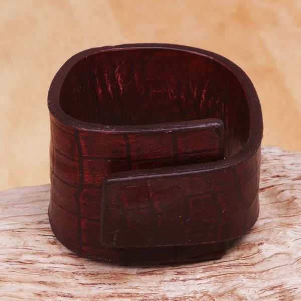 Alternate image for Leather Wristband Bracelet Fearless in Red