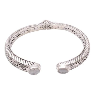 Alternate image for Scroll Pattern Rainbow Moonstone Cuff Bracelet from Bali Treasure Trove