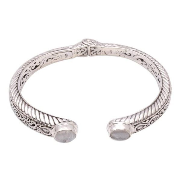 Alternate image for Scroll Pattern Rainbow Moonstone Cuff Bracelet from Bali Treasure Trove