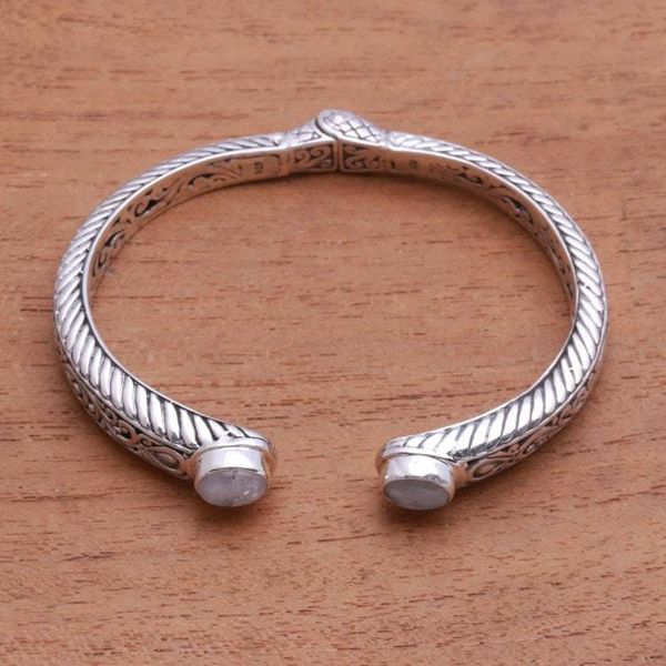 Alternate image for Scroll Pattern Rainbow Moonstone Cuff Bracelet from Bali Treasure Trove