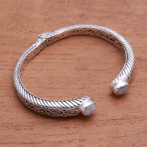 Alternate image for Scroll Pattern Rainbow Moonstone Cuff Bracelet from Bali Treasure Trove