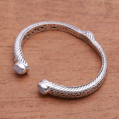 Alternate image for Scroll Pattern Rainbow Moonstone Cuff Bracelet from Bali Treasure Trove